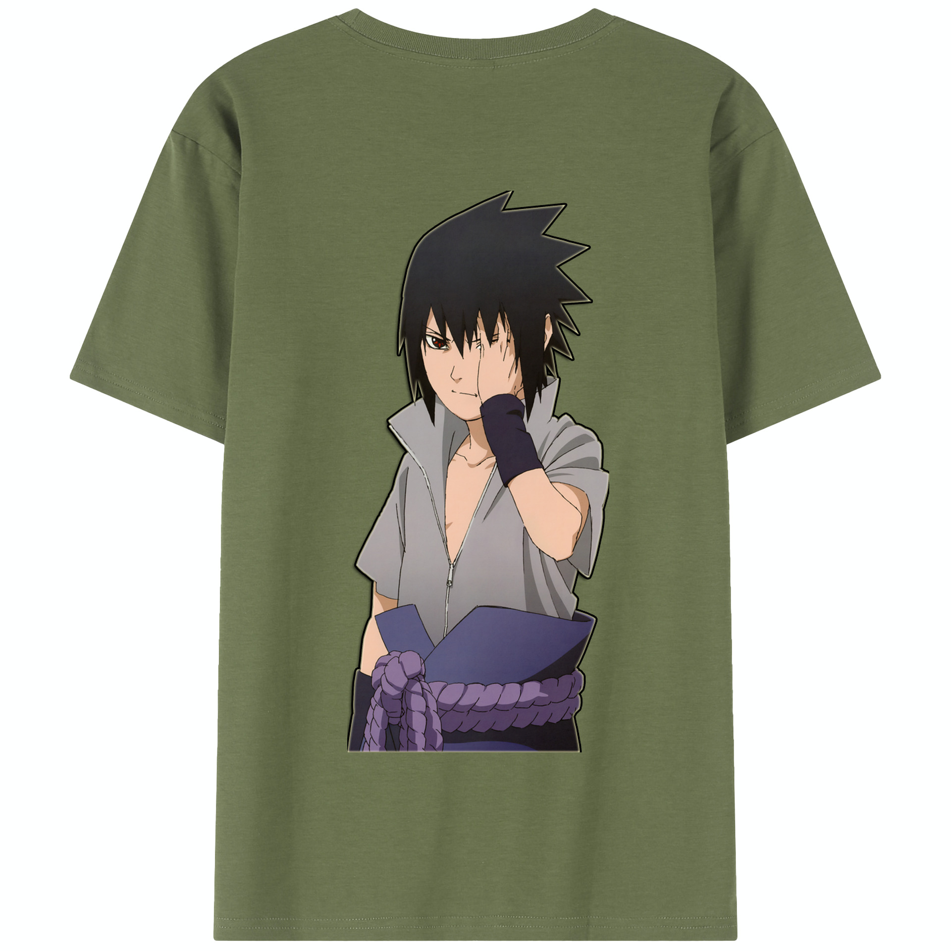 （画像用） NARUTO -ナルト- うちは サスケ Uchiha Sasuke 綿100％半袖Tシャツ（背面プリント）